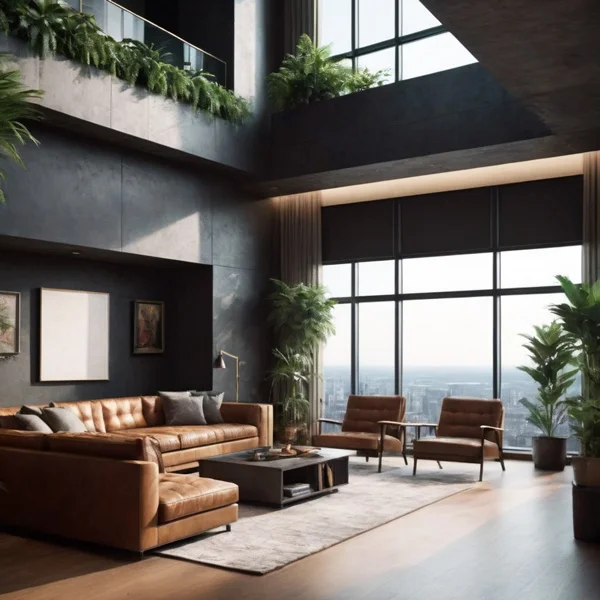 Wohnideen: Nachhaltiges Penthouse-Wohnzimmer in Schwarz: Inspiration fürs Einrichten und Gestalten
